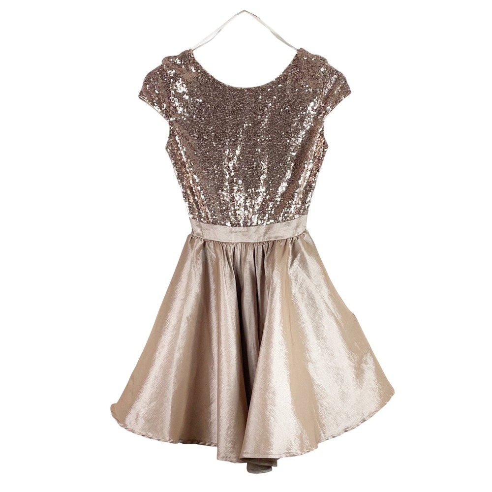 Windsor Sequin Fit and Flare Dress Women S Rose Gold Pockets Homecoming Dance